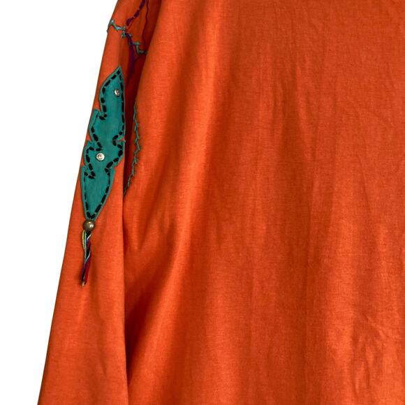 Y2K Sassy Sistas Orange Embroidered Biker Native American Loose Fit Top size XL - Picture 13 of 16